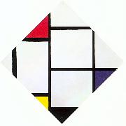 Piet Mondrian Lozenge Composition with Red, Gray, Blue, Yellow, and Black oil